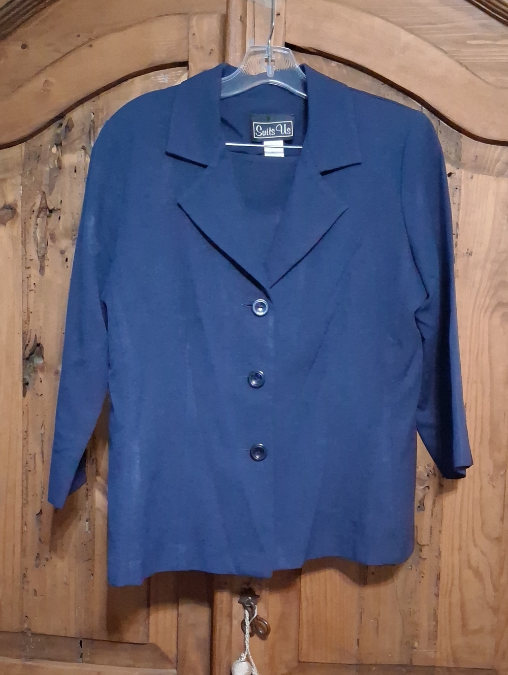 Vintage Womens Navy Button Front Blazer Jacket And Skirt Suit.